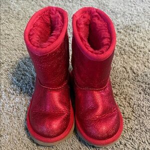 UGG Kids Shiny Red Winter Boots